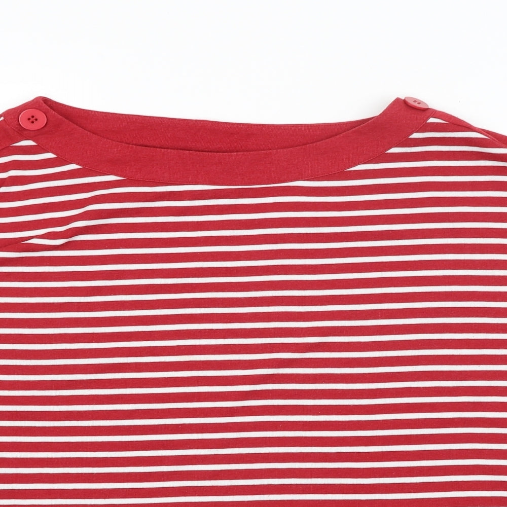 TIGI Womens Red Striped  Basic T-Shirt Size 10
