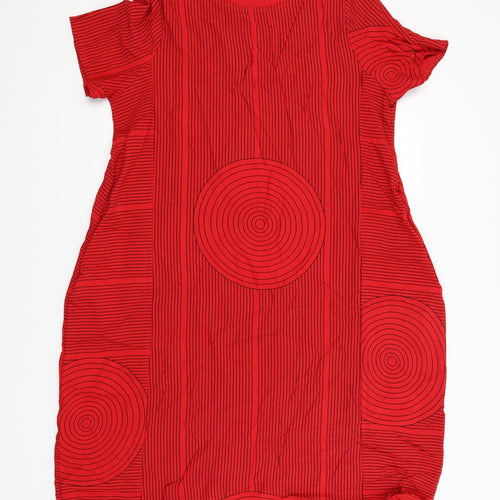 Preworn Womens Red Striped  A-Line