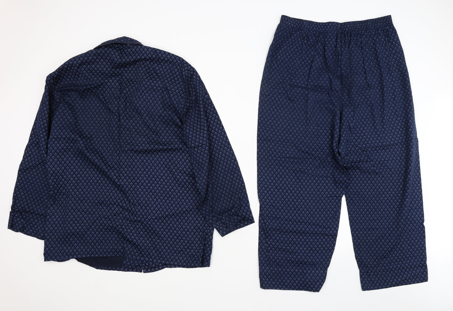M&S Mens Blue Argyle/Diamond   Pyjama Set Size L