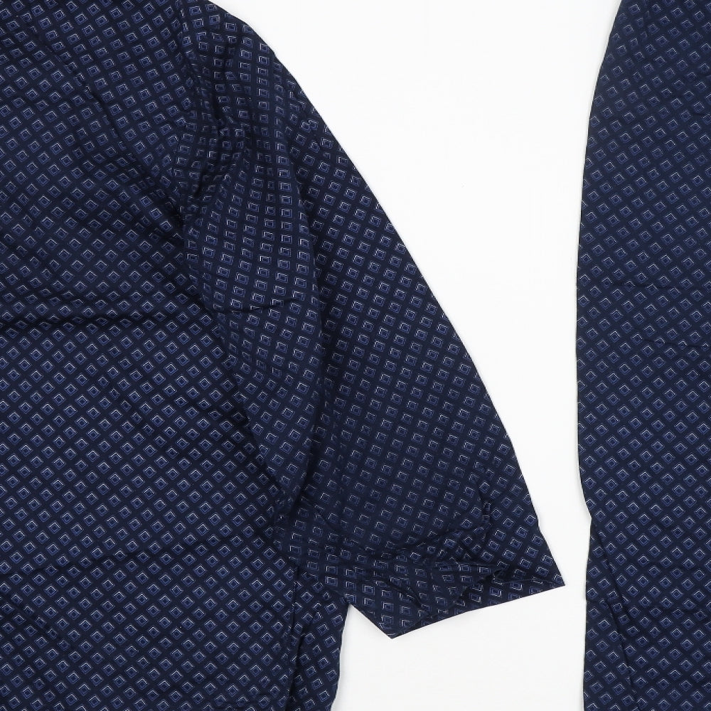M&S Mens Blue Argyle/Diamond   Pyjama Set Size L