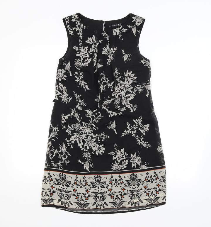 Atmosphere Womens Black Floral A-Line Size 8