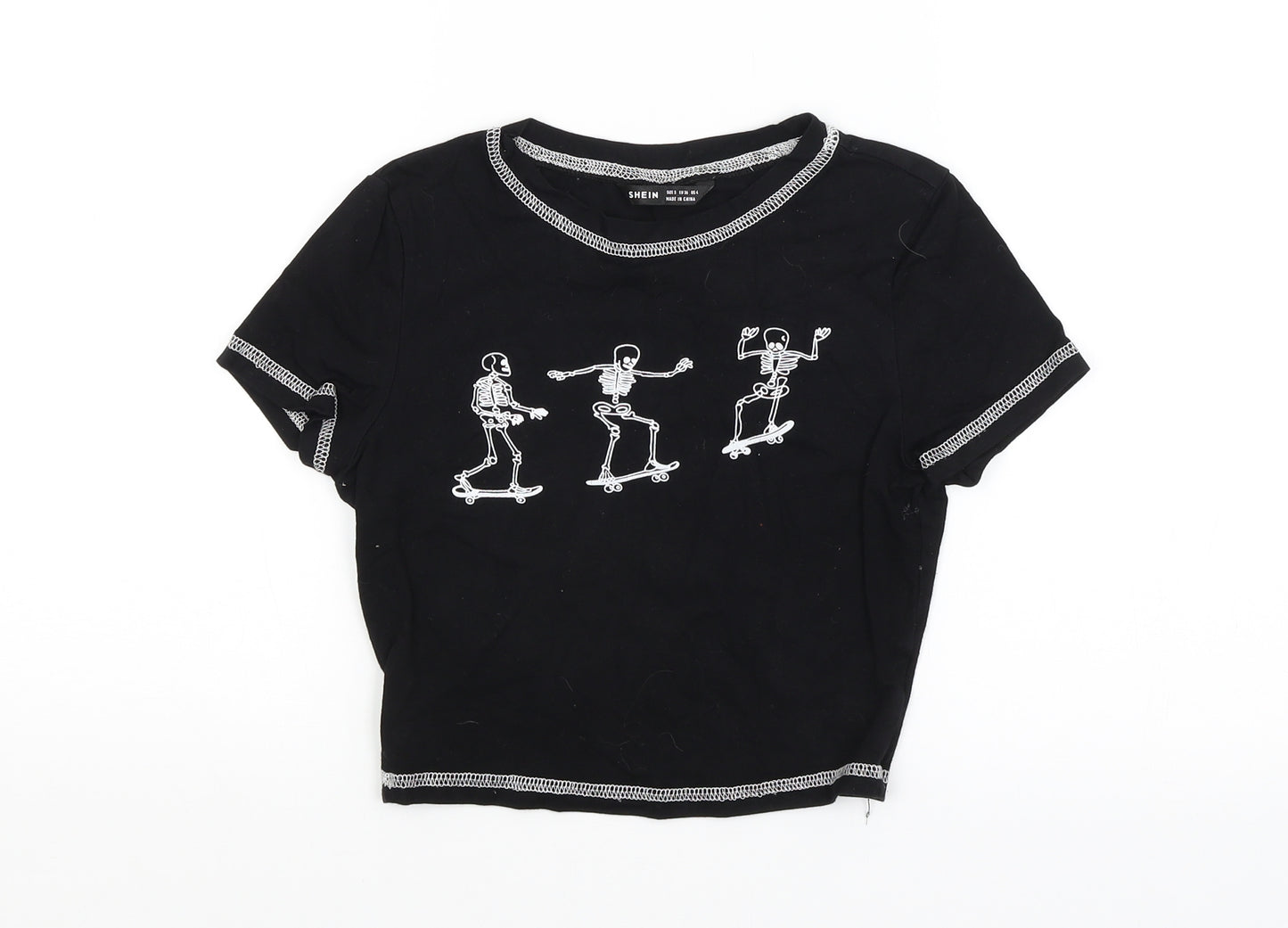 SheIn Womens Black   Basic T-Shirt Size S  - SKELETON