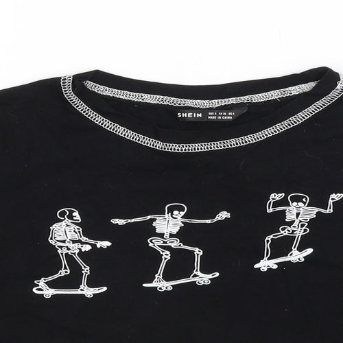 SheIn Womens Black   Basic T-Shirt Size S  - SKELETON