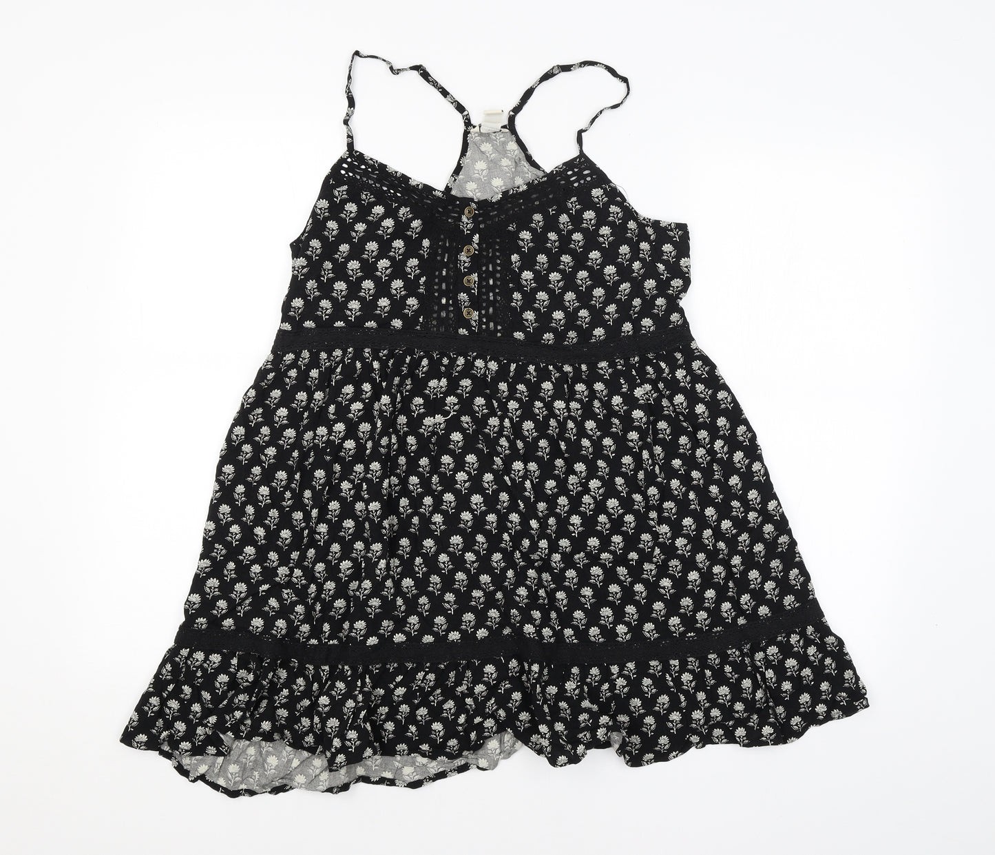 FOREVER21 Womens Black Floral  Basic Blouse Size L