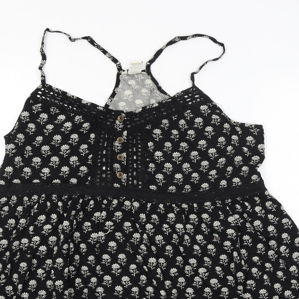 FOREVER21 Womens Black Floral  Basic Blouse Size L