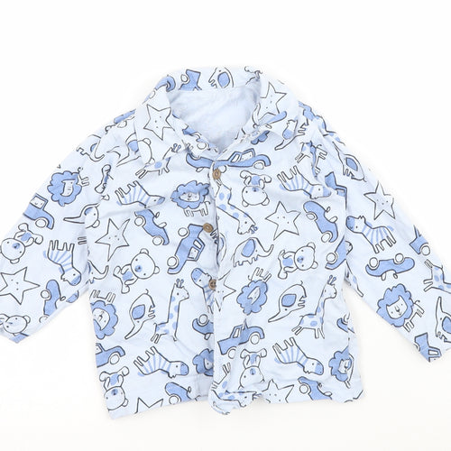 Nutmeg Baby Blue Solid   Pyjama Top Size 9-12 Months  - Animals and Cars