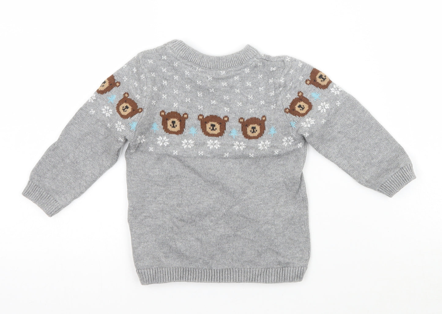 H&M Baby Green  Knit Pullover Jumper Size 6-9 Months  - Bear and Snowflakes