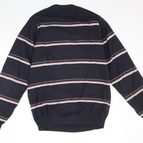 Marks and Spencer Mens Blue Striped Knit Pullover Jumper Size S