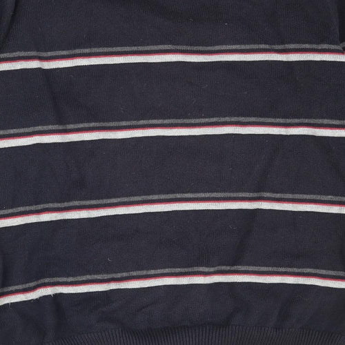 Marks and Spencer Mens Blue Striped Knit Pullover Jumper Size S