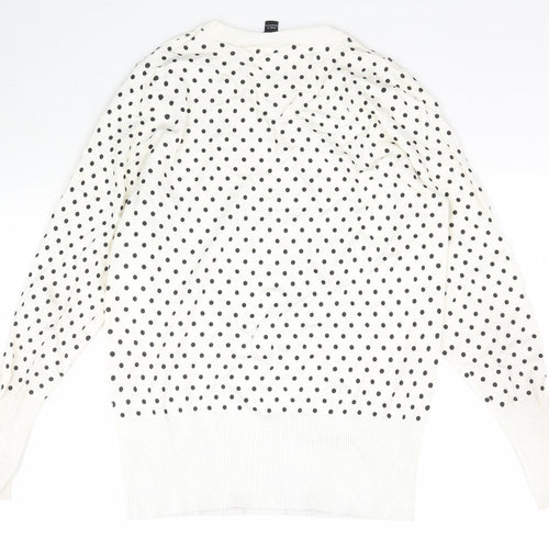 Dorothy Perkins Womens Ivory Polka Dot Knit Pullover Jumper Size 10
