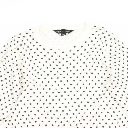 Dorothy Perkins Womens Ivory Polka Dot Knit Pullover Jumper Size 10