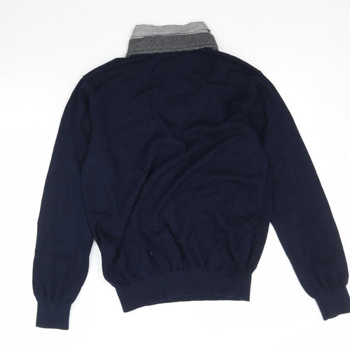 Preworn Mens Blue Striped Knit Pullover Jumper Size M