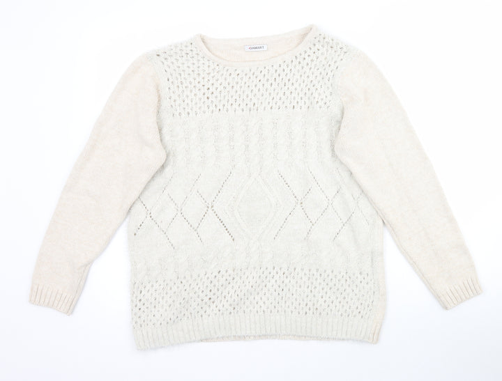 Damart Womens Beige  Knit Pullover Jumper Size 14  - cable knit
