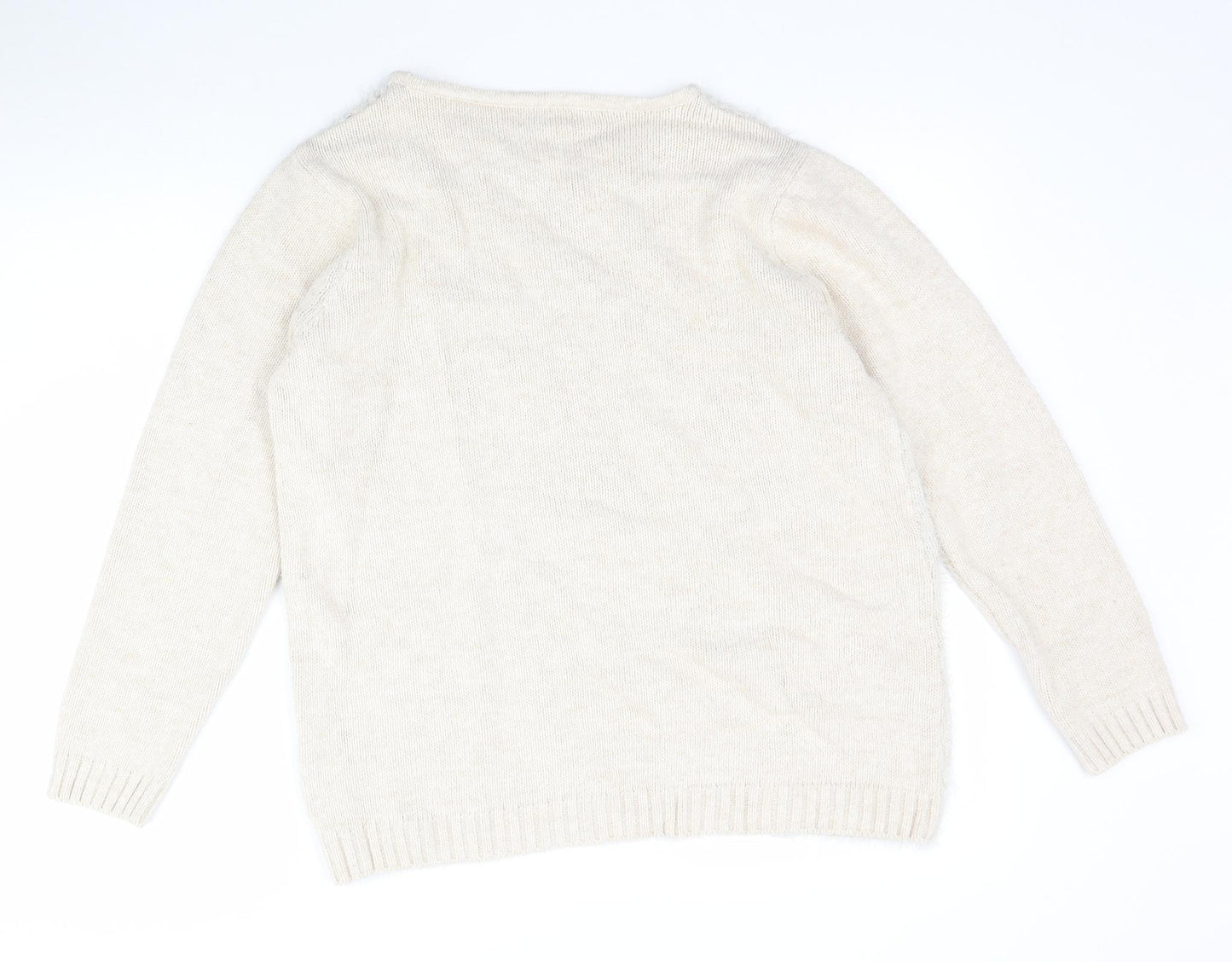 Damart Womens Beige  Knit Pullover Jumper Size 14  - cable knit