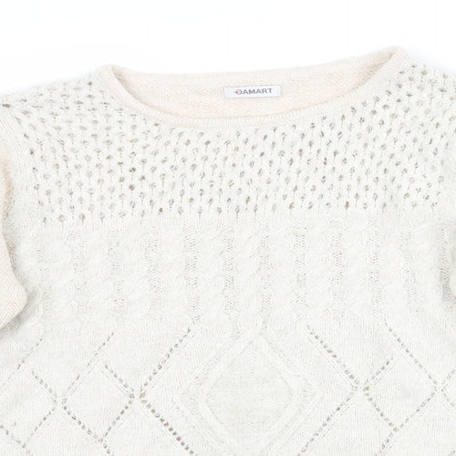 Damart Womens Beige  Knit Pullover Jumper Size 14  - cable knit