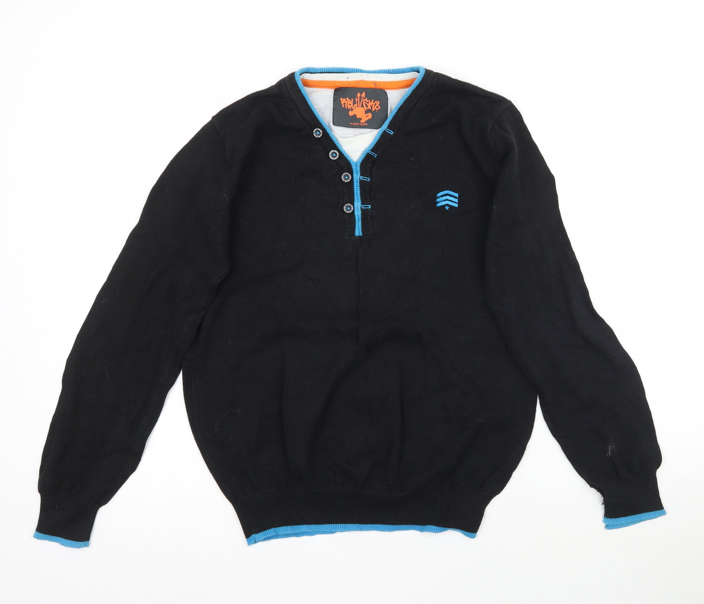 Rebel Boys Black  Knit Pullover Jumper Size 11-12 Years