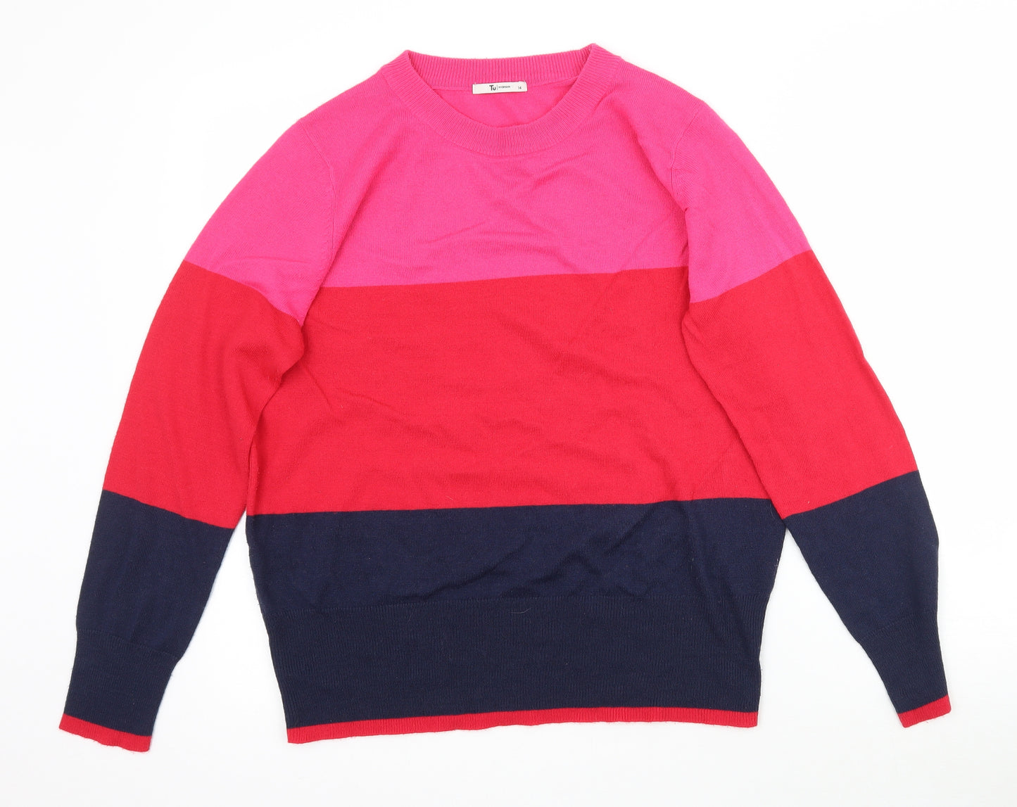 TU Womens Multicoloured Striped Knit Pullover Jumper Size 14