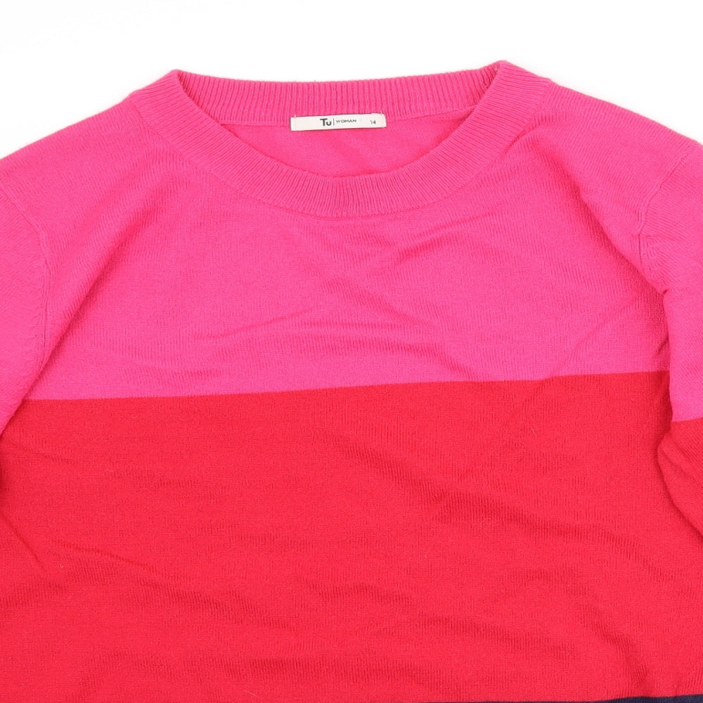 TU Womens Multicoloured Striped Knit Pullover Jumper Size 14