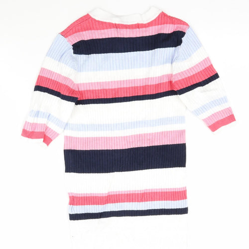 Marks and Spencer Womens Multicoloured Striped Knit Basic T-Shirt Size 6