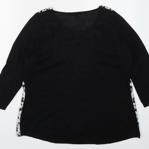 Warehouse Womens Black Animal Print  Basic T-Shirt Size 10  - Blue