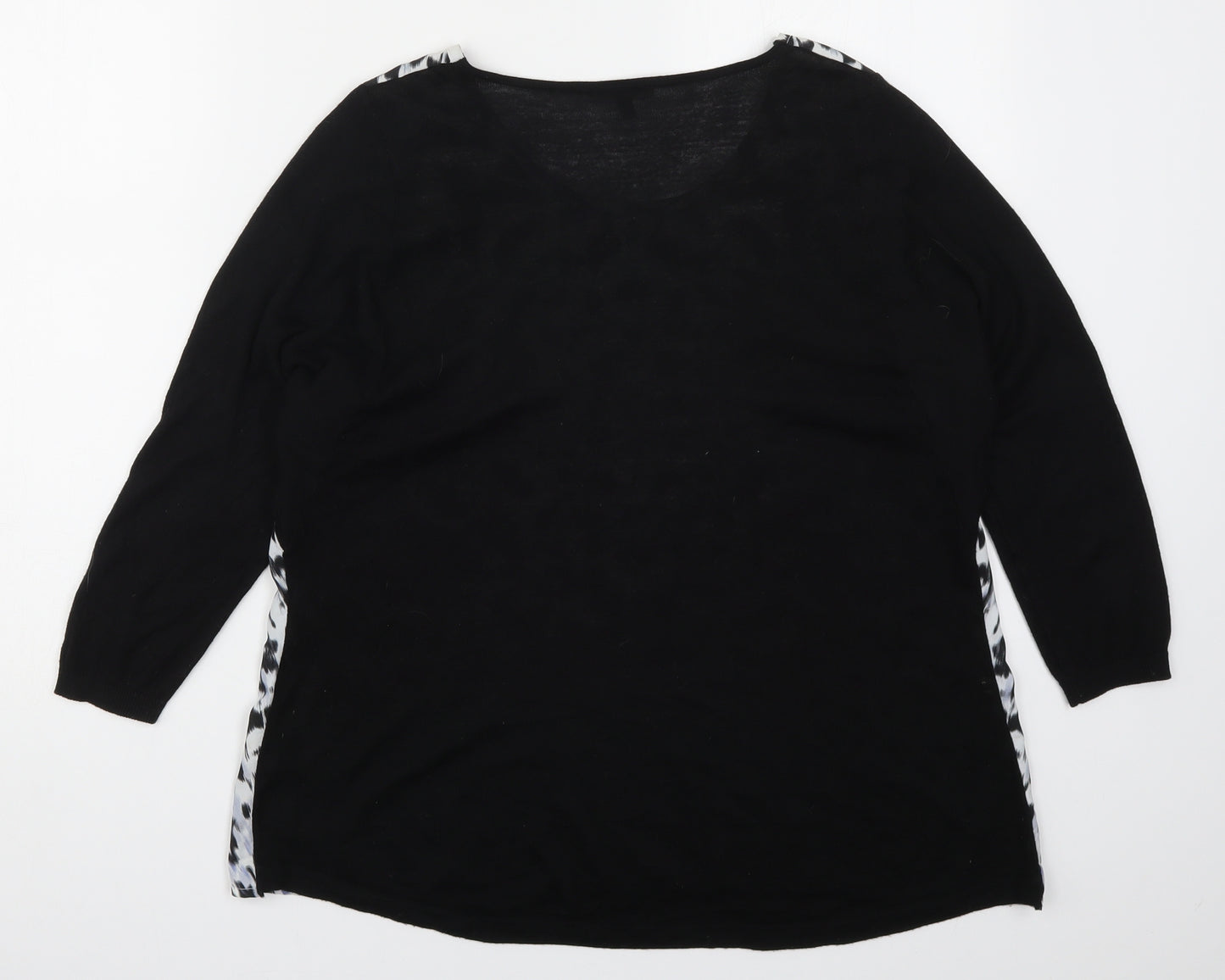 Warehouse Womens Black Animal Print  Basic T-Shirt Size 10  - Blue