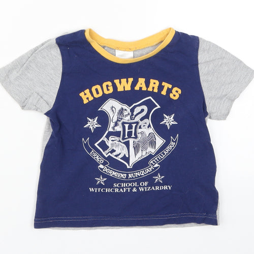 Preworn Boys Blue   Basic T-Shirt Size 3-4 Years  - Harry Potter Hogwarts