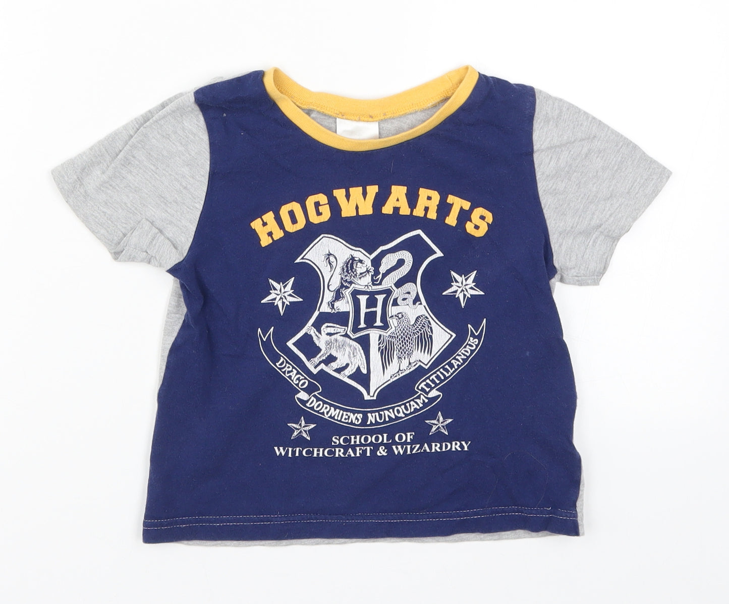 Preworn Boys Blue   Basic T-Shirt Size 3-4 Years  - Harry Potter Hogwarts