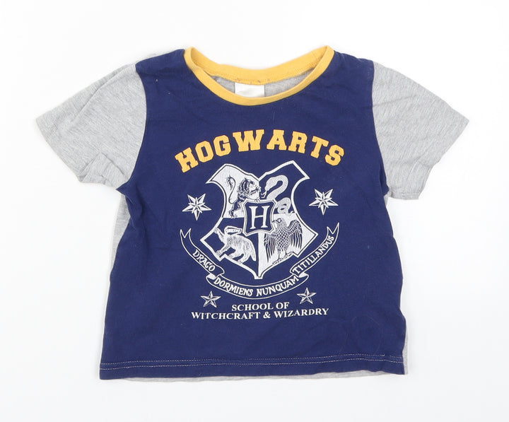 Preworn Boys Blue   Basic T-Shirt Size 3-4 Years  - Harry Potter Hogwarts
