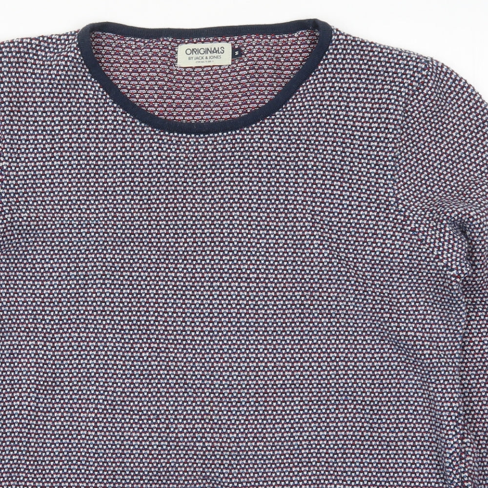 JACK & JONES Mens Blue  Knit Pullover Jumper Size M  - Red