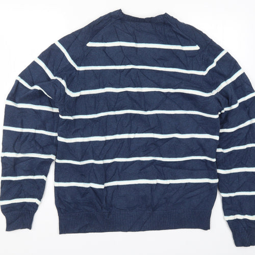 Marks and Spencer Mens Blue Striped Knit Pullover Jumper Size L