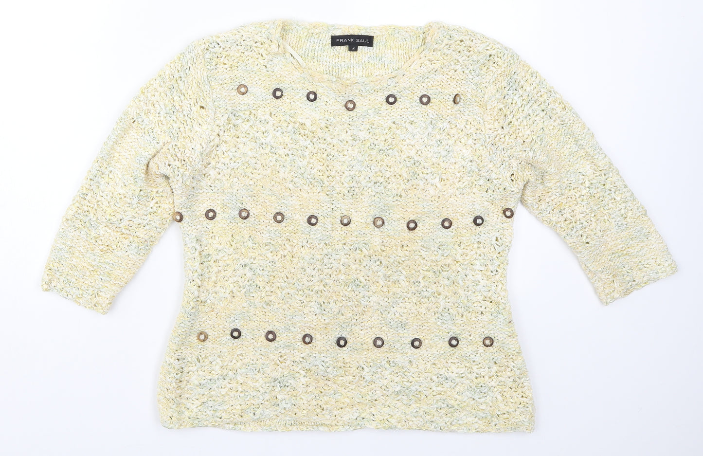 Frank Saul Womens Yellow  Knit Pullover Jumper Size M
