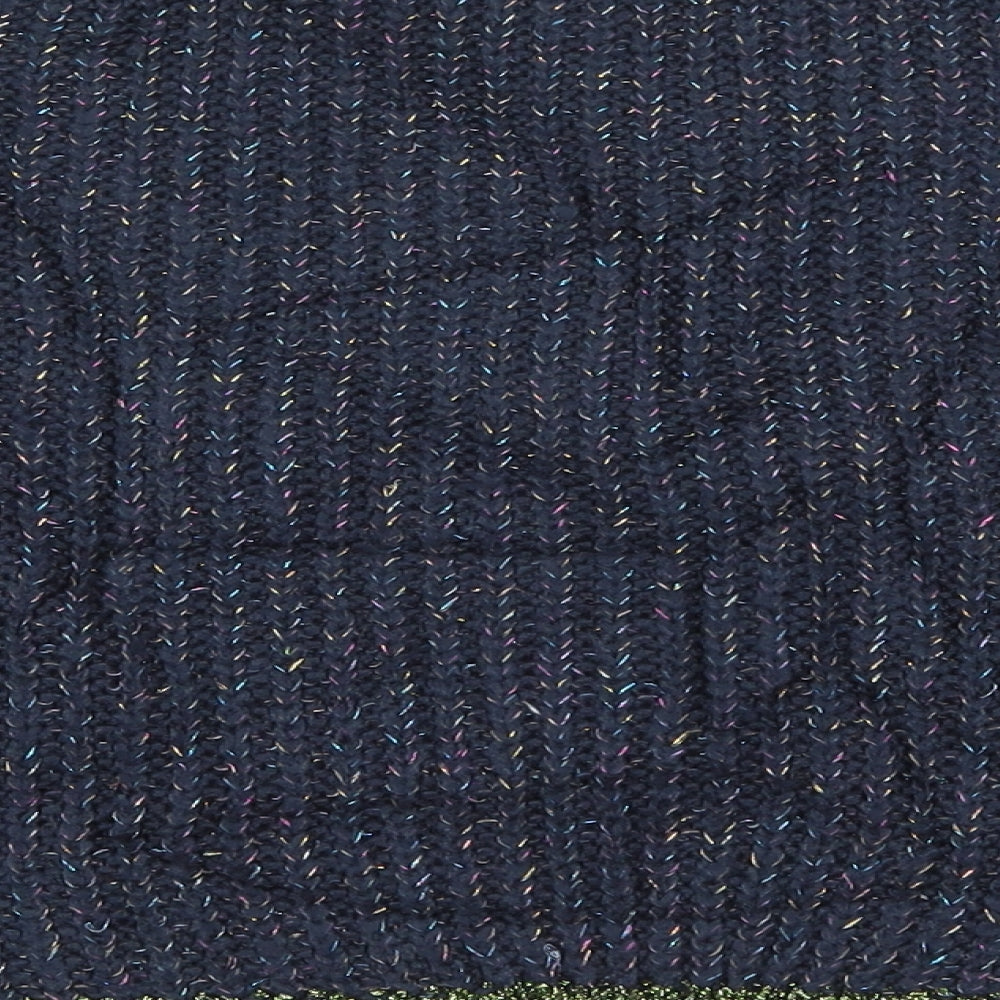 Marks and Spencer Girls Blue Striped Knit Pullover Jumper Size 9-10 Years