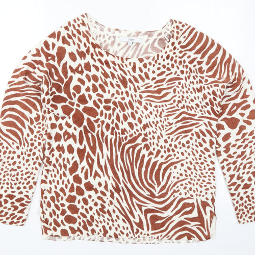 NEXT Womens Brown Animal Print Knit Pullover Jumper Size 12