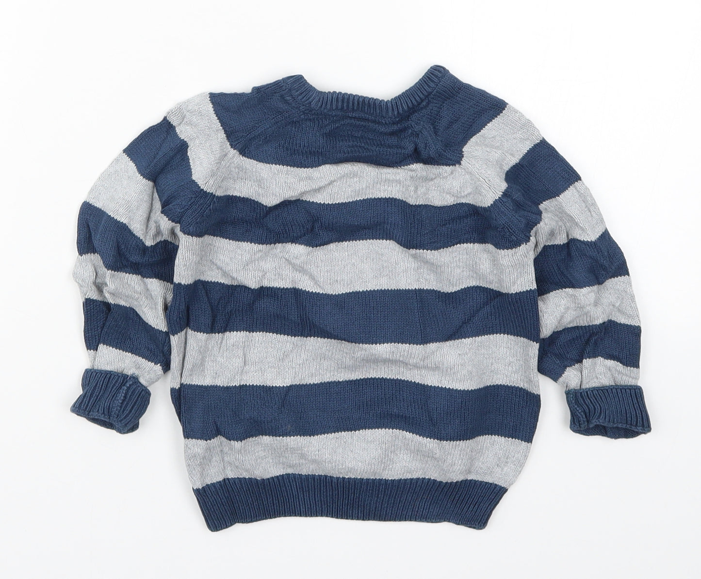Marks and Spencer Boys Blue Striped Knit Pullover Jumper Size 2-3 Years  - Thomas the Tank Engine