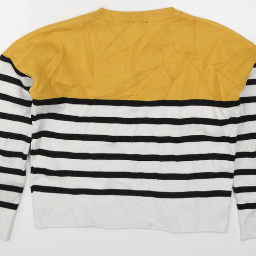 New Look Womens Yellow Striped Knit Pullover Jumper Size S