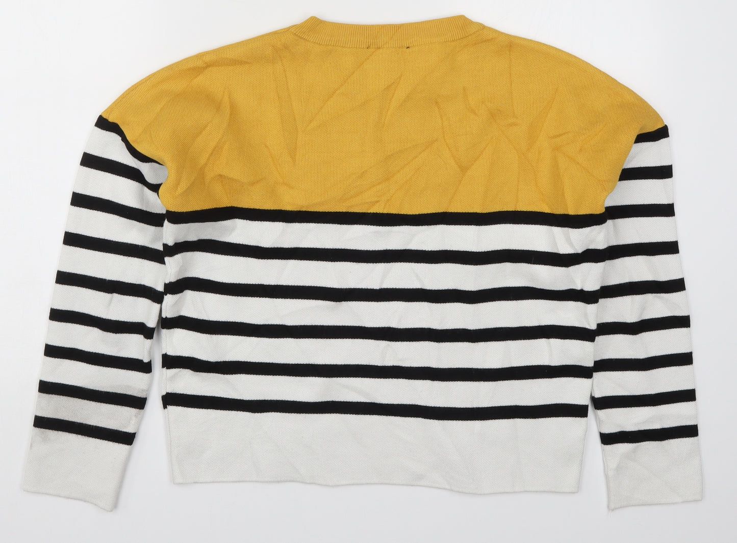 New Look Womens Yellow Striped Knit Pullover Jumper Size S