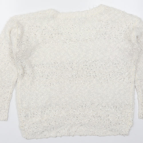 TU Womens White  Knit Pullover Jumper Size 12