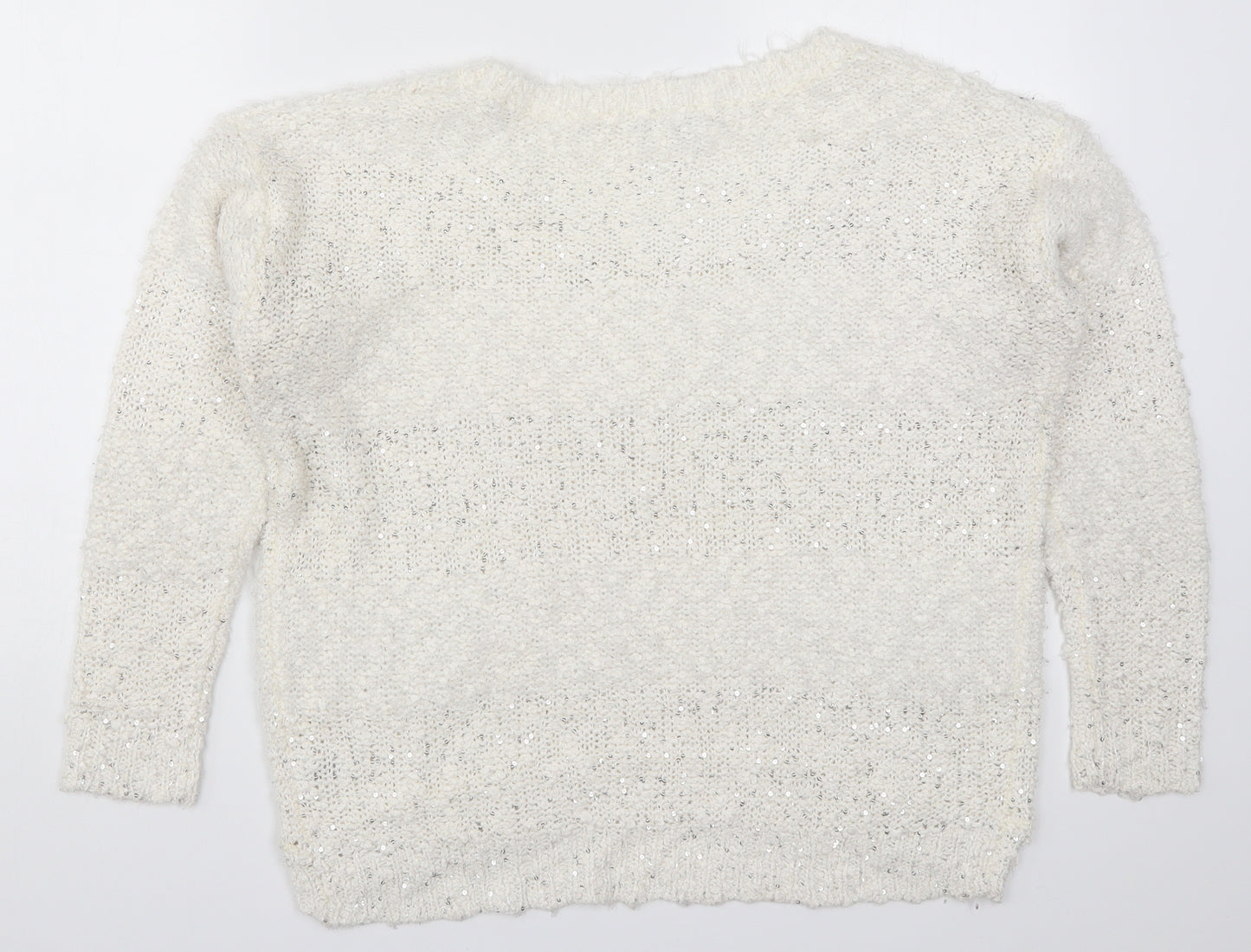 TU Womens White  Knit Pullover Jumper Size 12