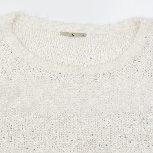 TU Womens White  Knit Pullover Jumper Size 12