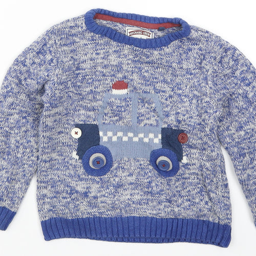 TU Boys Blue  Knit Pullover Jumper Size 3-4 Years  - Police Car