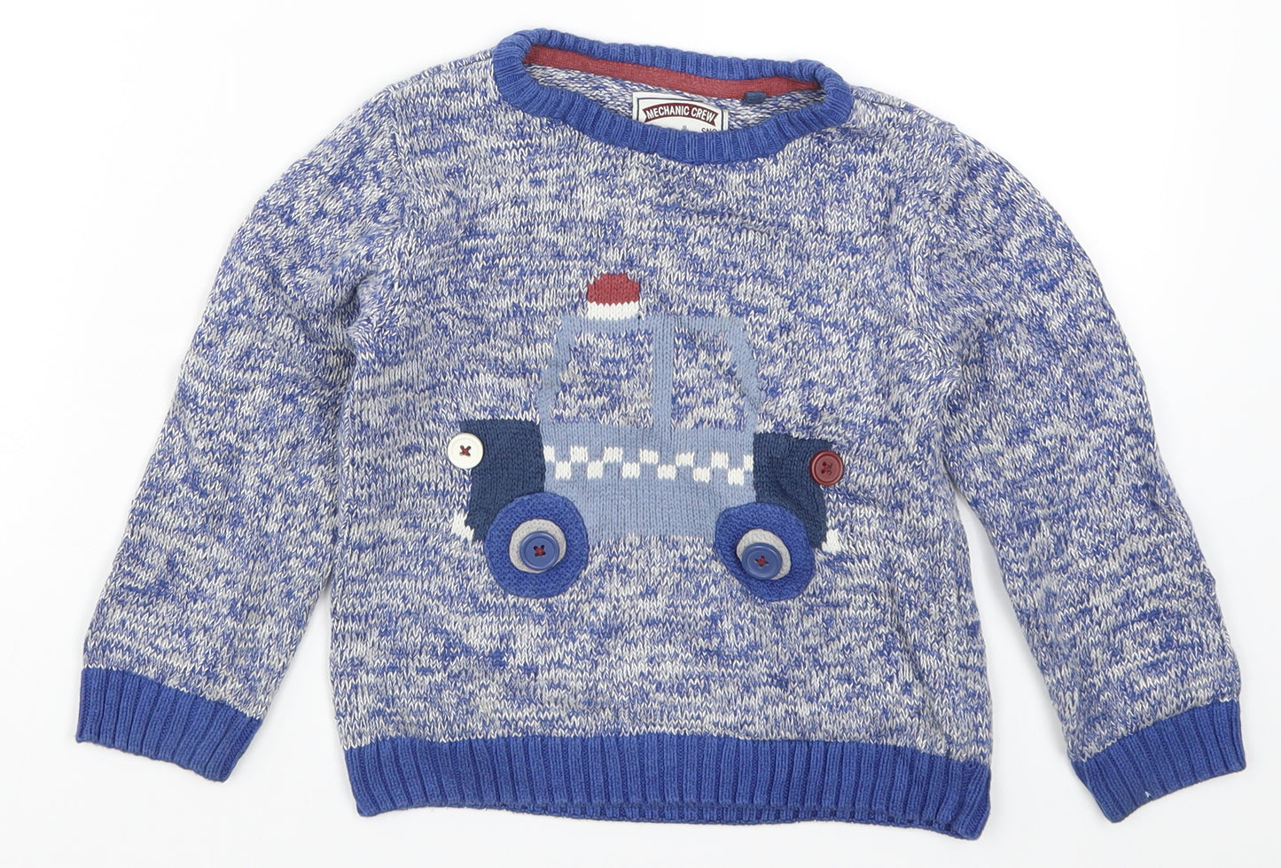 TU Boys Blue  Knit Pullover Jumper Size 3-4 Years  - Police Car
