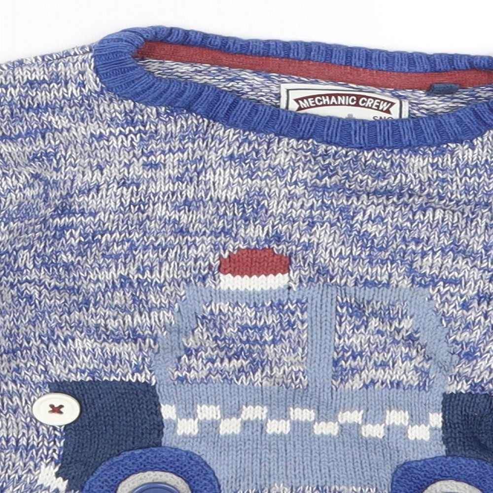 TU Boys Blue  Knit Pullover Jumper Size 3-4 Years  - Police Car