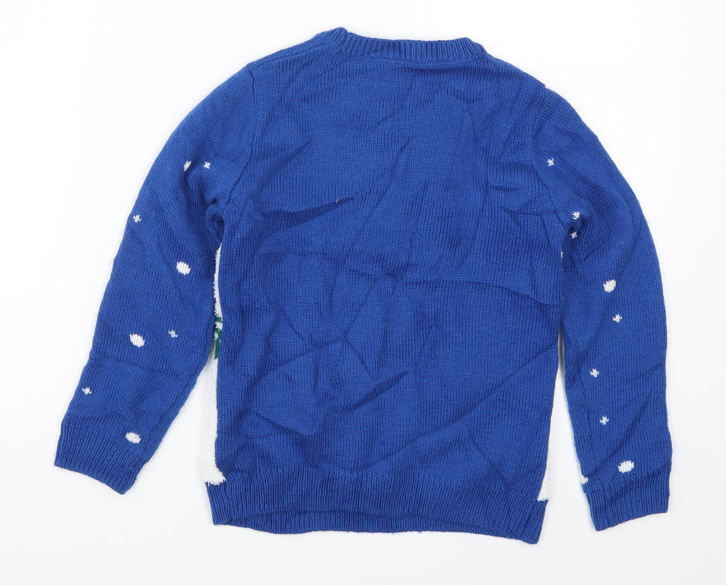Nutmeg Boys Blue  Knit Pullover Jumper Size 6-7 Years  - Polar Bear Penguin Snow Sports
