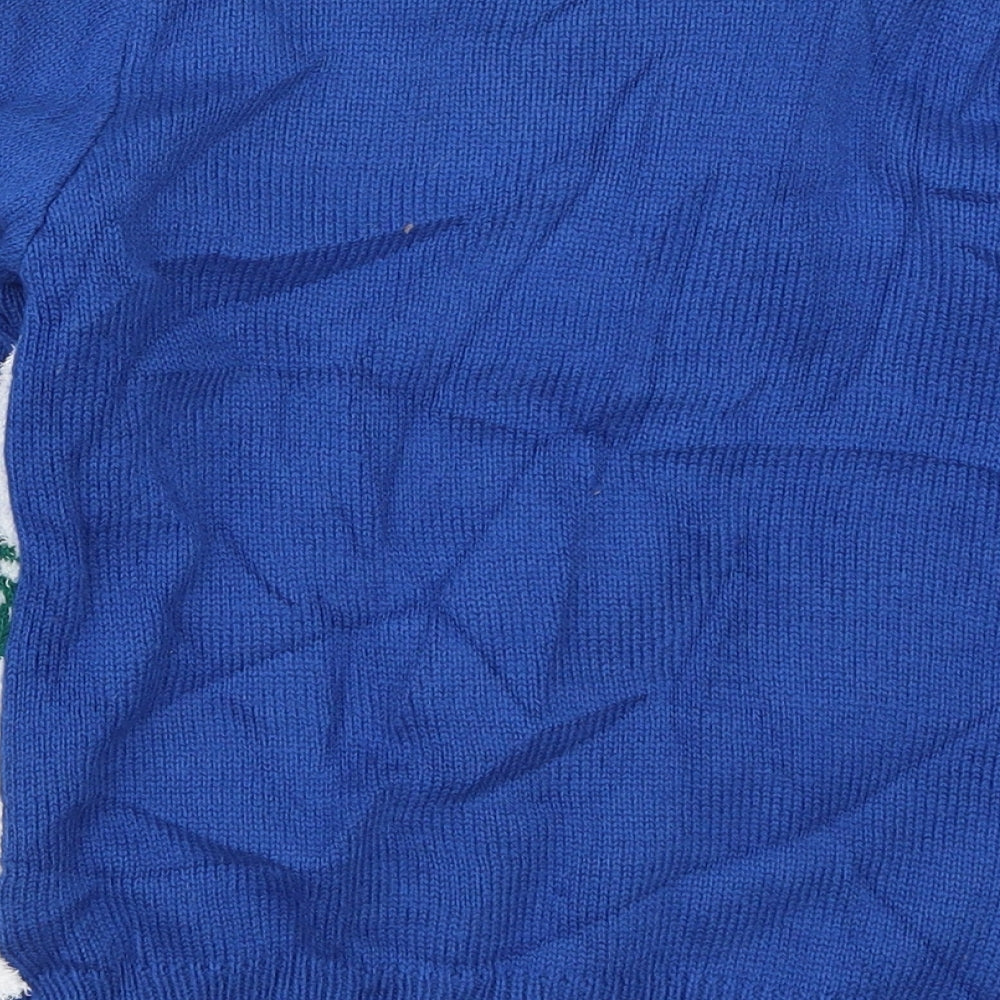 Nutmeg Boys Blue  Knit Pullover Jumper Size 6-7 Years  - Polar Bear Penguin Snow Sports