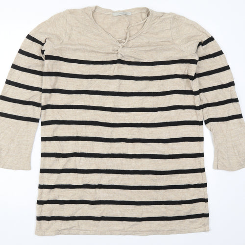 George Womens Beige Striped Knit Pullover Jumper Size 14