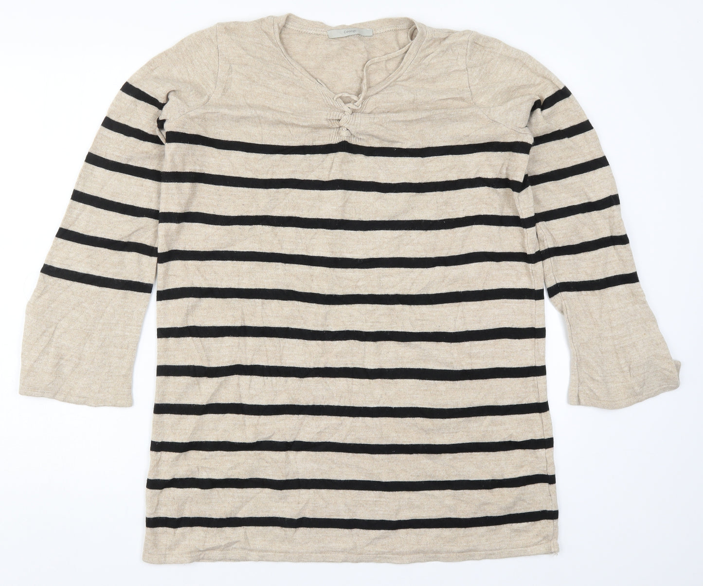 George Womens Beige Striped Knit Pullover Jumper Size 14