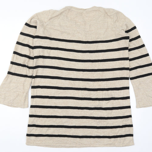 George Womens Beige Striped Knit Pullover Jumper Size 14