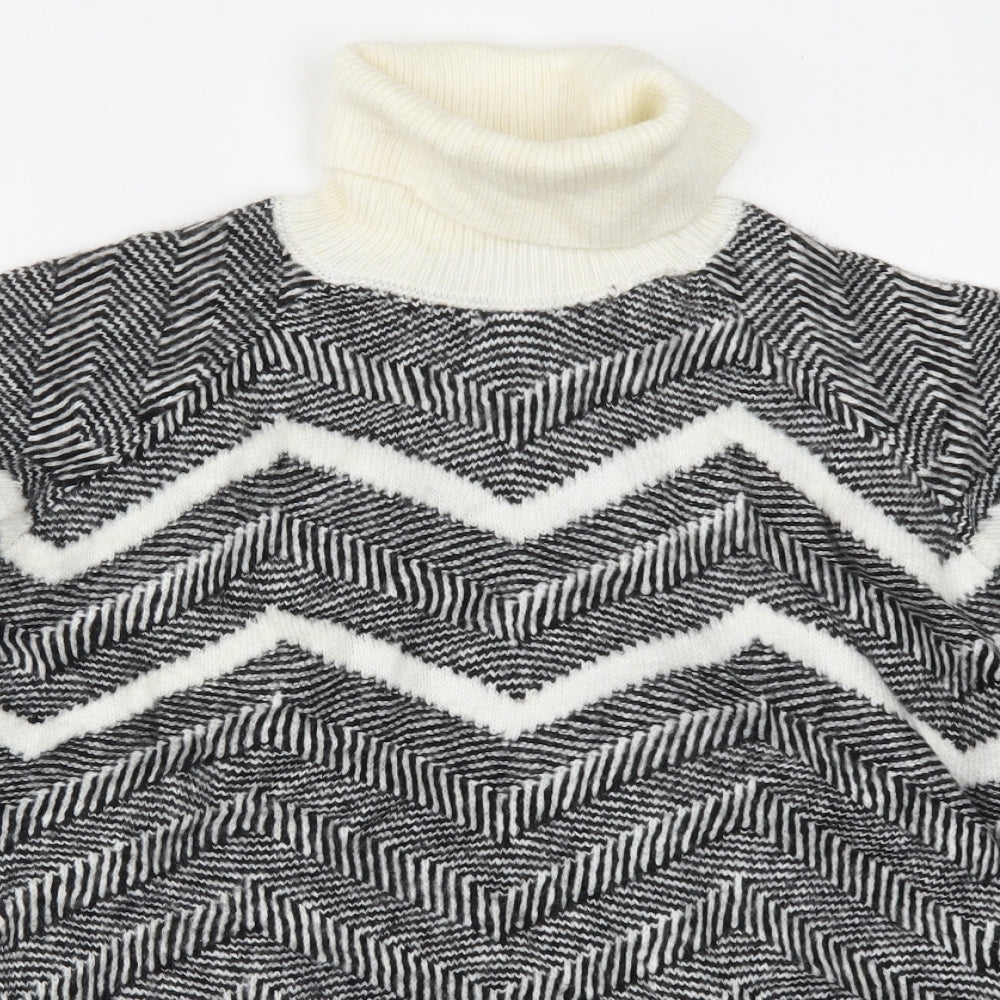 Marks and Spencer Womens Black Herringbone Knit Pullover Jumper Size L  - Cream Colour