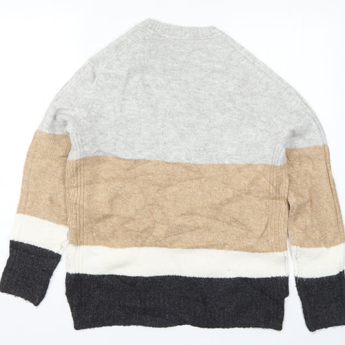 Marks and Spencer Womens Beige Striped Knit Pullover Jumper Size XS