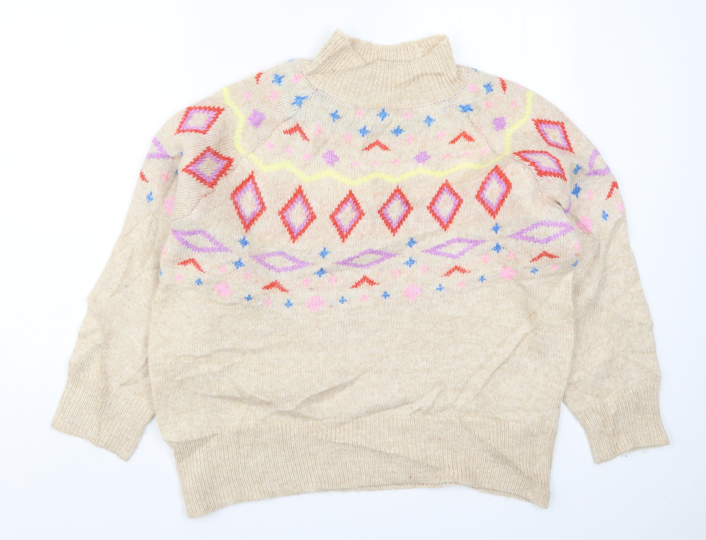 Marks and Spencer Womens Beige Fair Isle Knit Pullover Jumper Size M